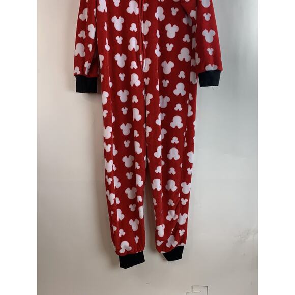 Disney Minnie Mouse Womens Hooded Pajamas PJ One Piece Fleece Plush sm 4-6 - Picture 9 of 12
